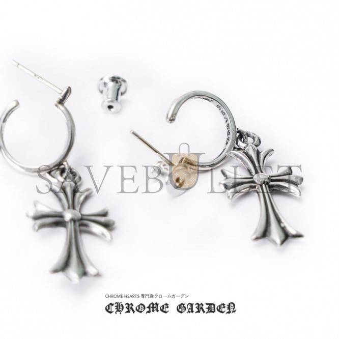 CHROME HEARTS TINY CROSS HOOP EARRING