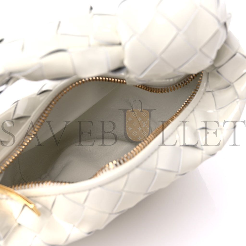 BOTTEGA VENETA PATENT NAPPA INTRECCIATO MINI JODIE WHITE (23*13*8cm)