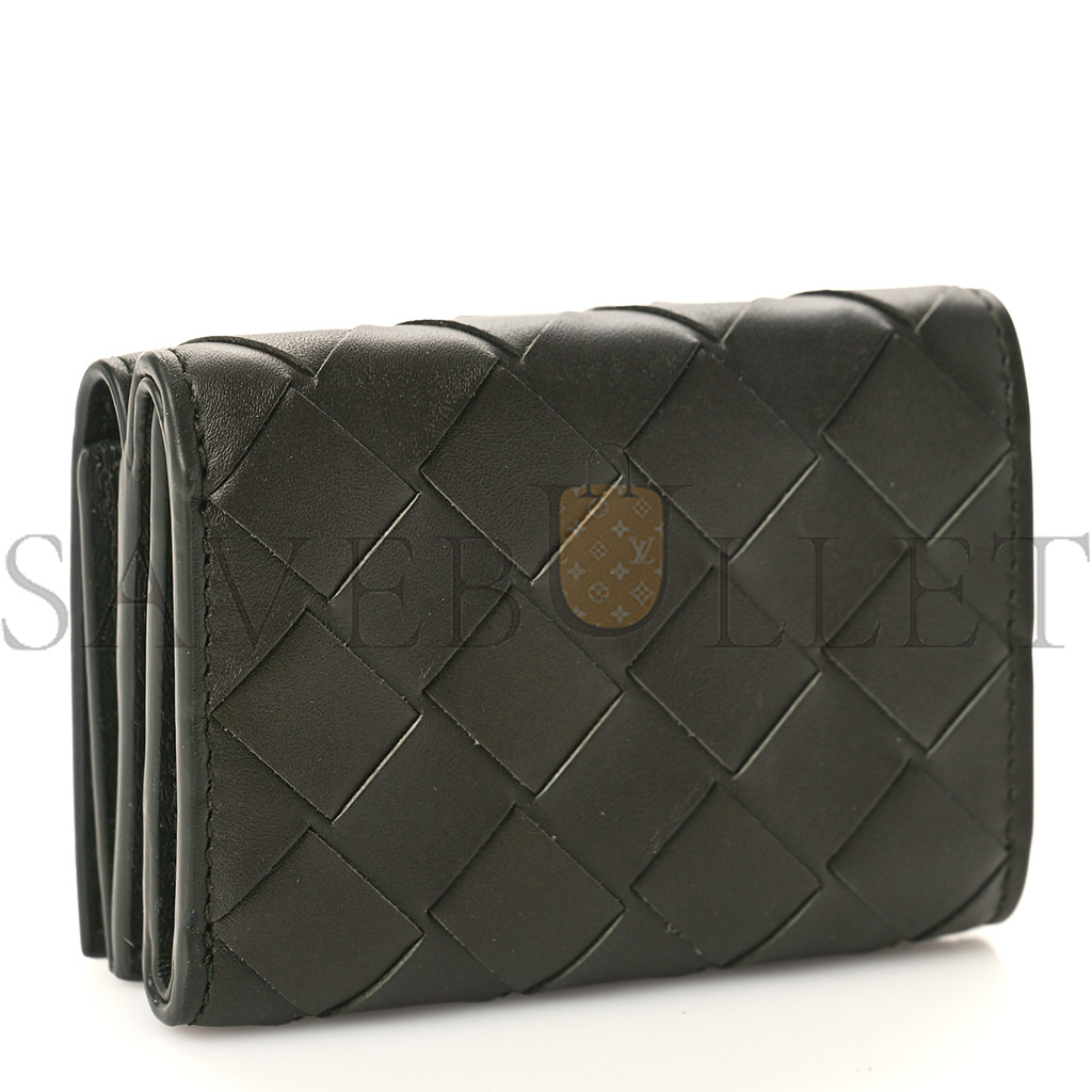 BOTTEGA VENETA NAPPA MAXI INTRECCIATO TRI FOLD WALLET INKWELL (10*7*3cm)