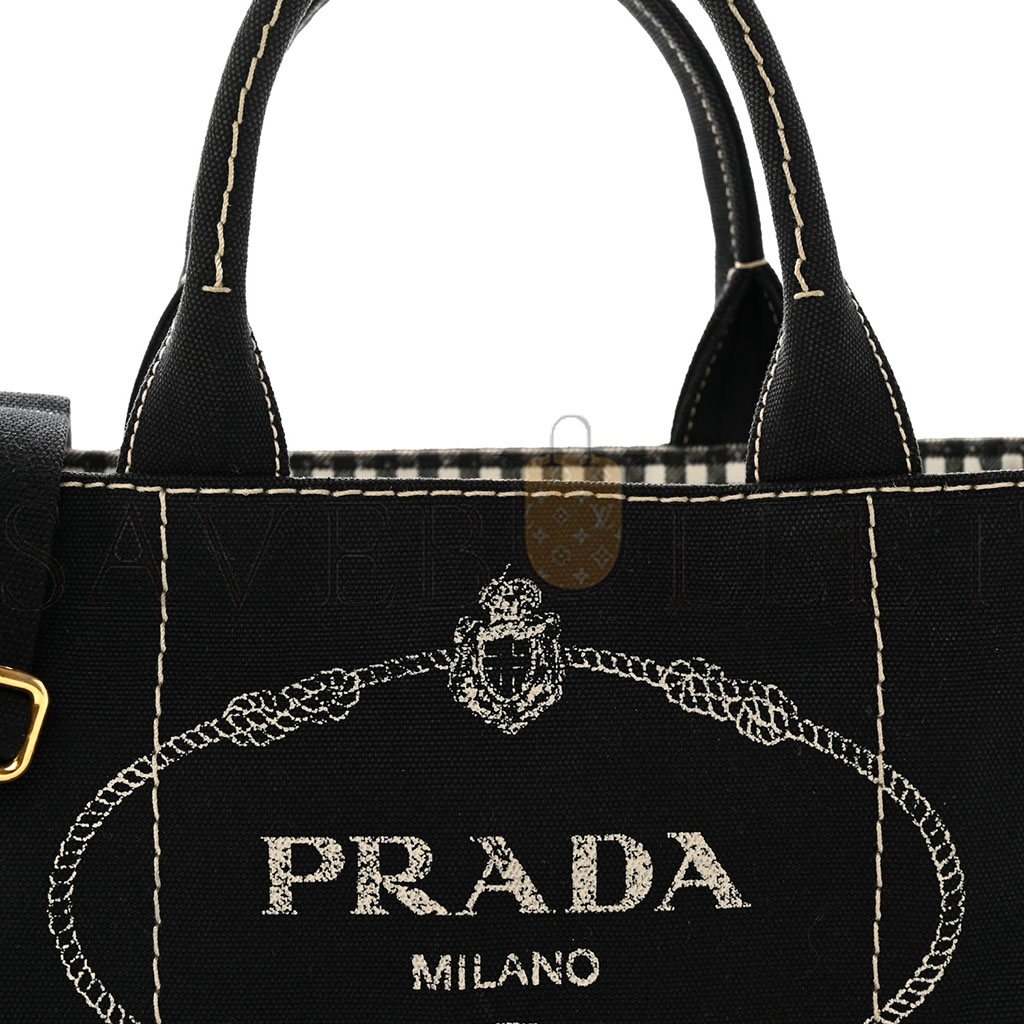 PRADA CANAPA SMALL LOGO TOTE BLACK TALCO (27*20*15cm)