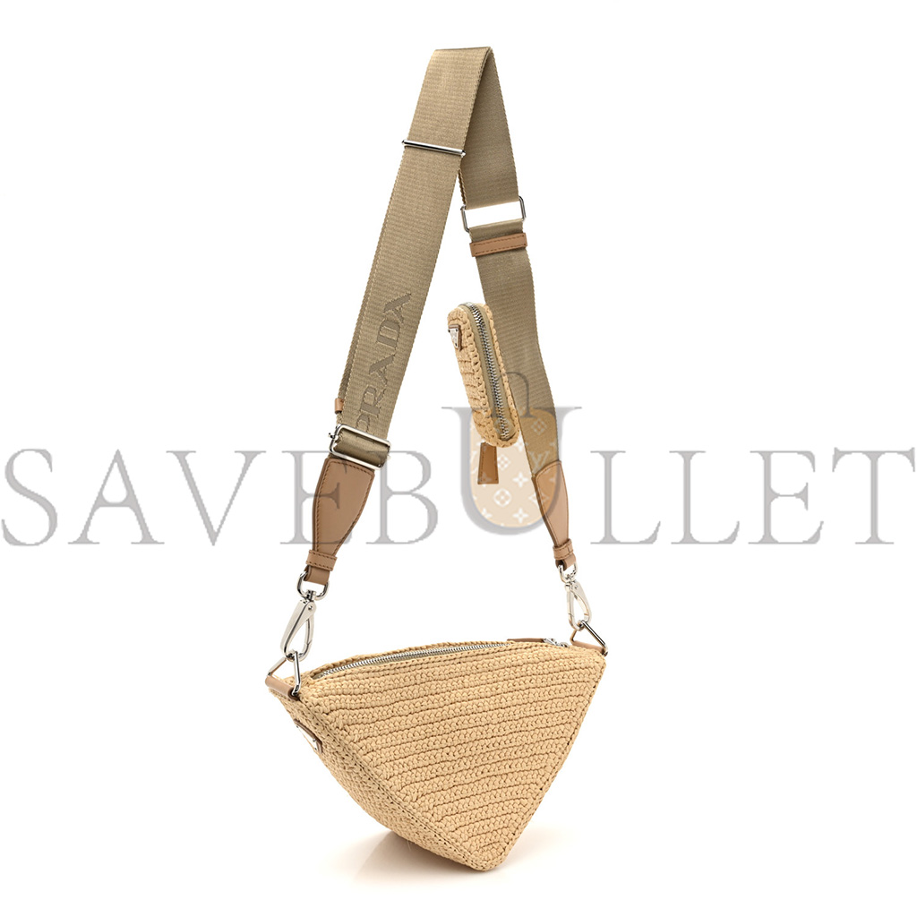 PRADA RAFFIA TRIANGLE SHOULDER BAG NATURAL (27*16*10cm)