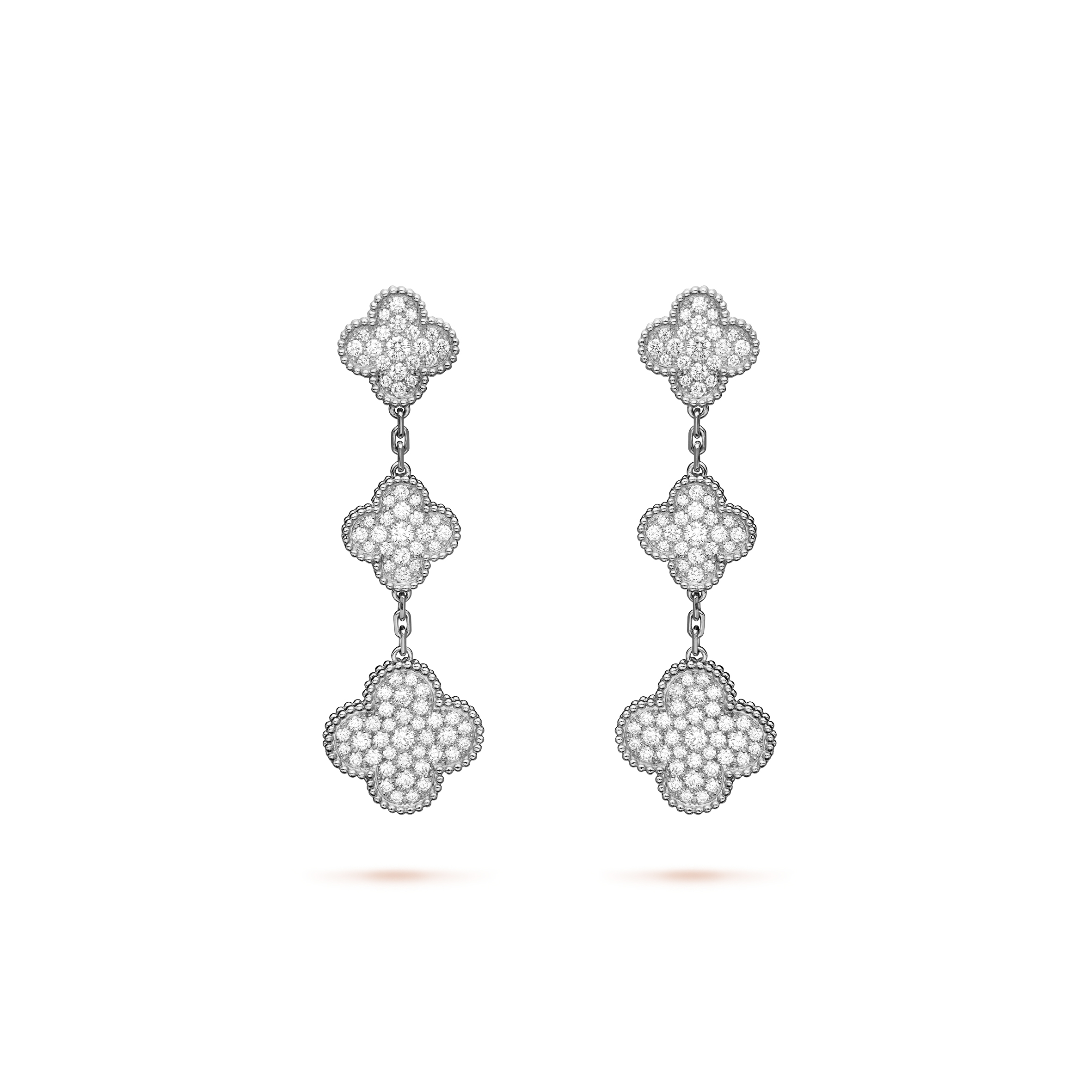 VAN CLEEF  ARPELS MAGIC ALHAMBRA EARRINGS, 3 MOTIFS - WHITE GOLD, DIAMOND  VCARN9MR00