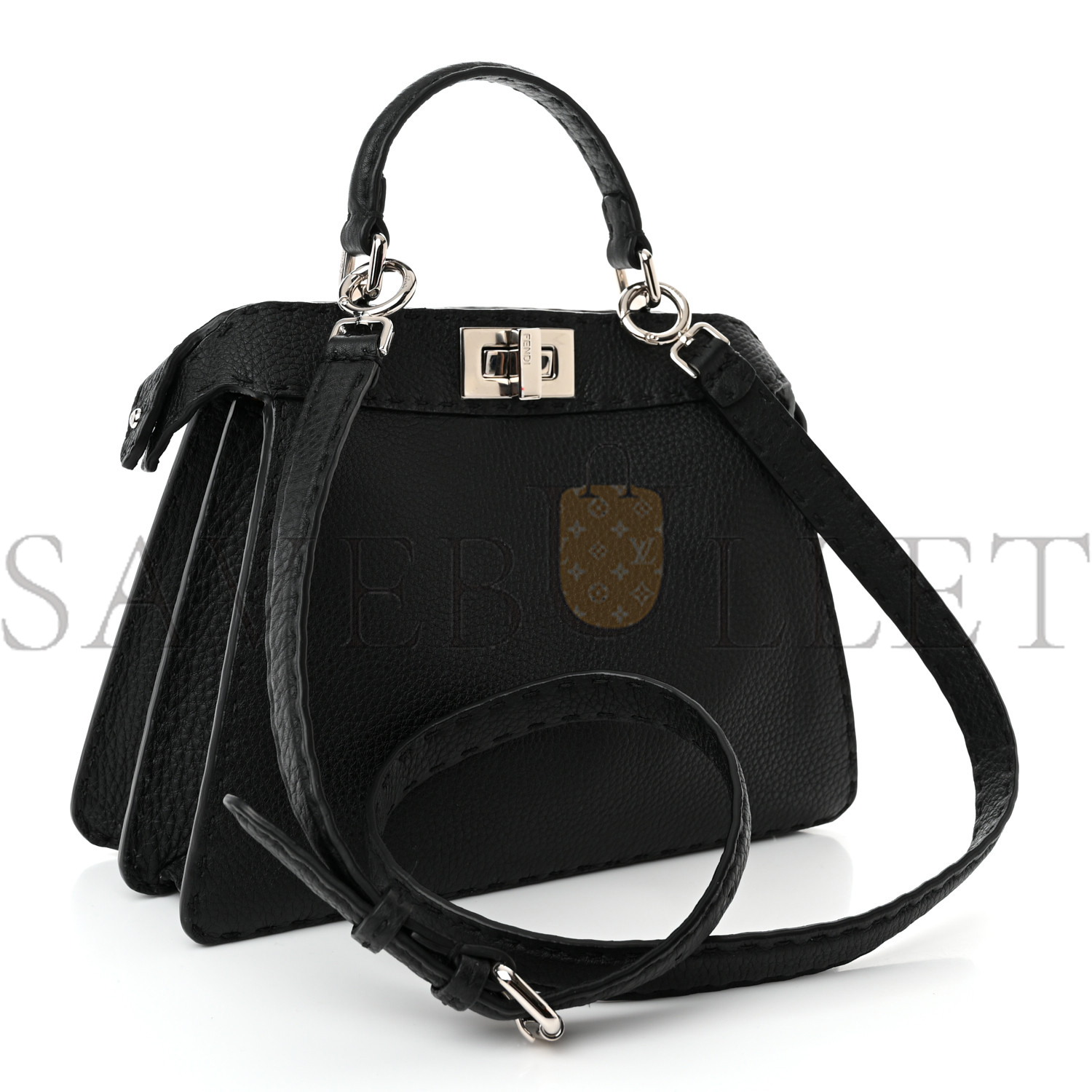 FENDI CUOIO ROMANO SELLERIA SMALL PEEKABOO I SEE U SATCHEL BLACK CAMEL SUNFLOWER (27*20*11cm)