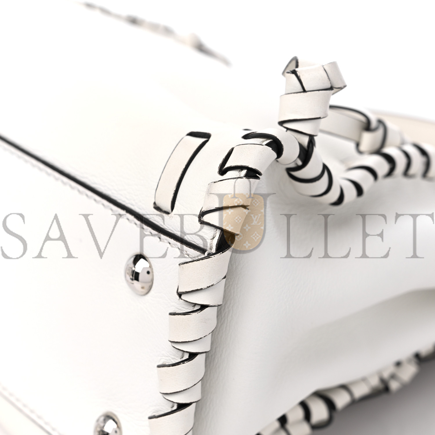 FENDI VITELLO SETA CENTURY NAPPA WHIPSTITCH MEDIUM PEEKABOO ICONIC SATCHEL WHITE (34*26*14cm)