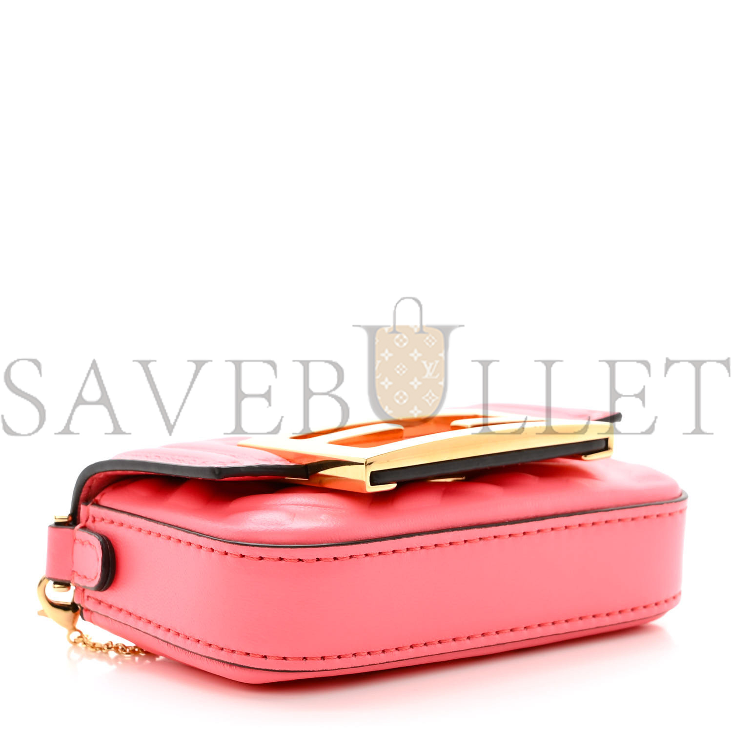 FENDI NAPPA MATISSE FF EMBOSSED NANO MAXI BUCKLE BAGUETTE CHARM PINK DALIA (11*7*3cm)