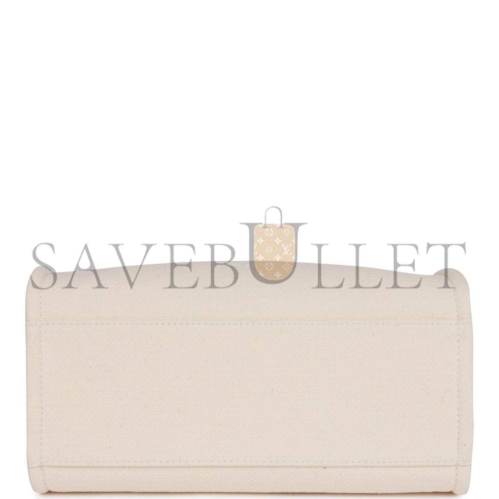 CHANEL SMALL DEAUVILLE SHOPPING BAG WHITE BOUCLE LIGHT GOLD HARDWARE (34*27*15cm)