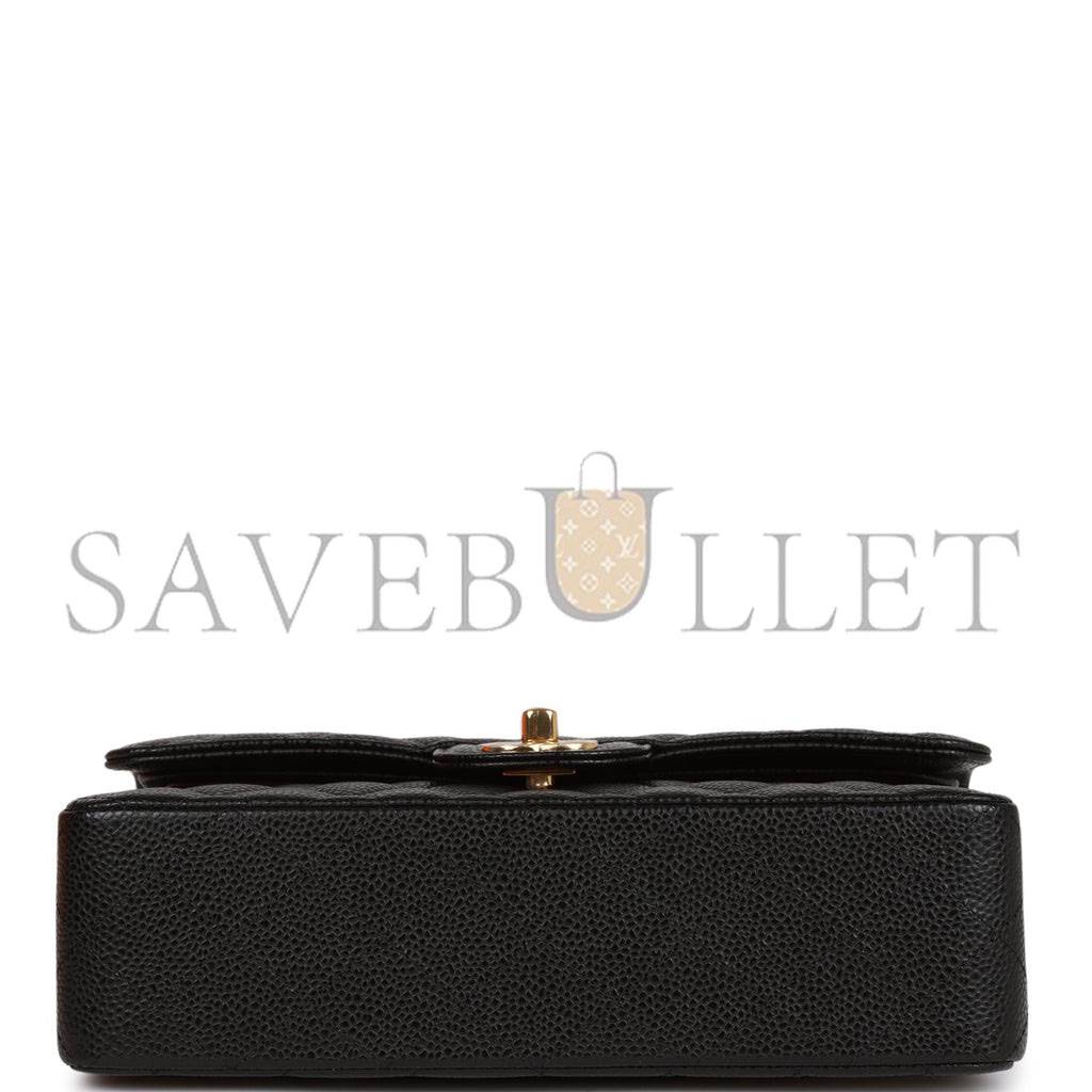 CHANEL SMALL CLASSIC DOUBLE FLAP BLACK CAVIAR GOLD HARDWARE (23*13*6cm)