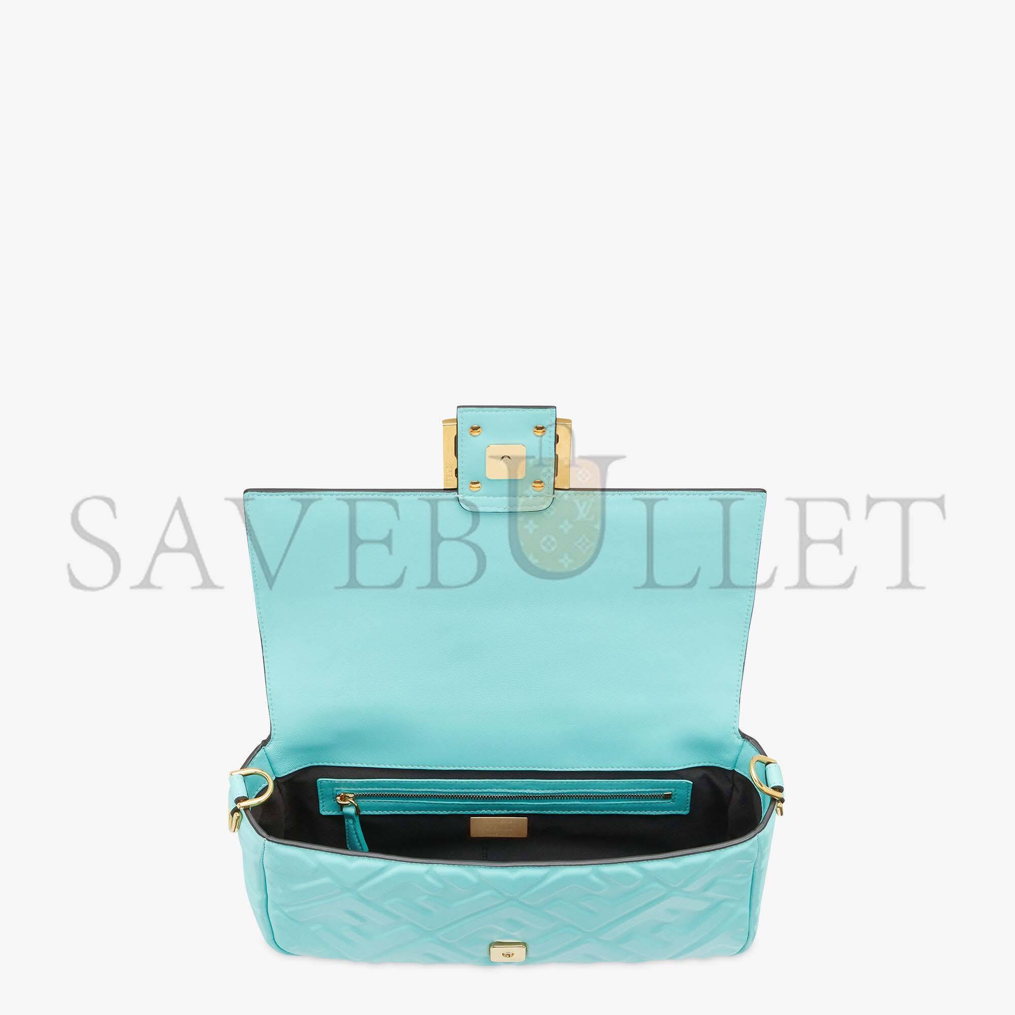 FENDI BAGUETTE - TURQUOISE NAPPA LEATHER BAG 8BR600A72VF1JTY (27*15*6cm)