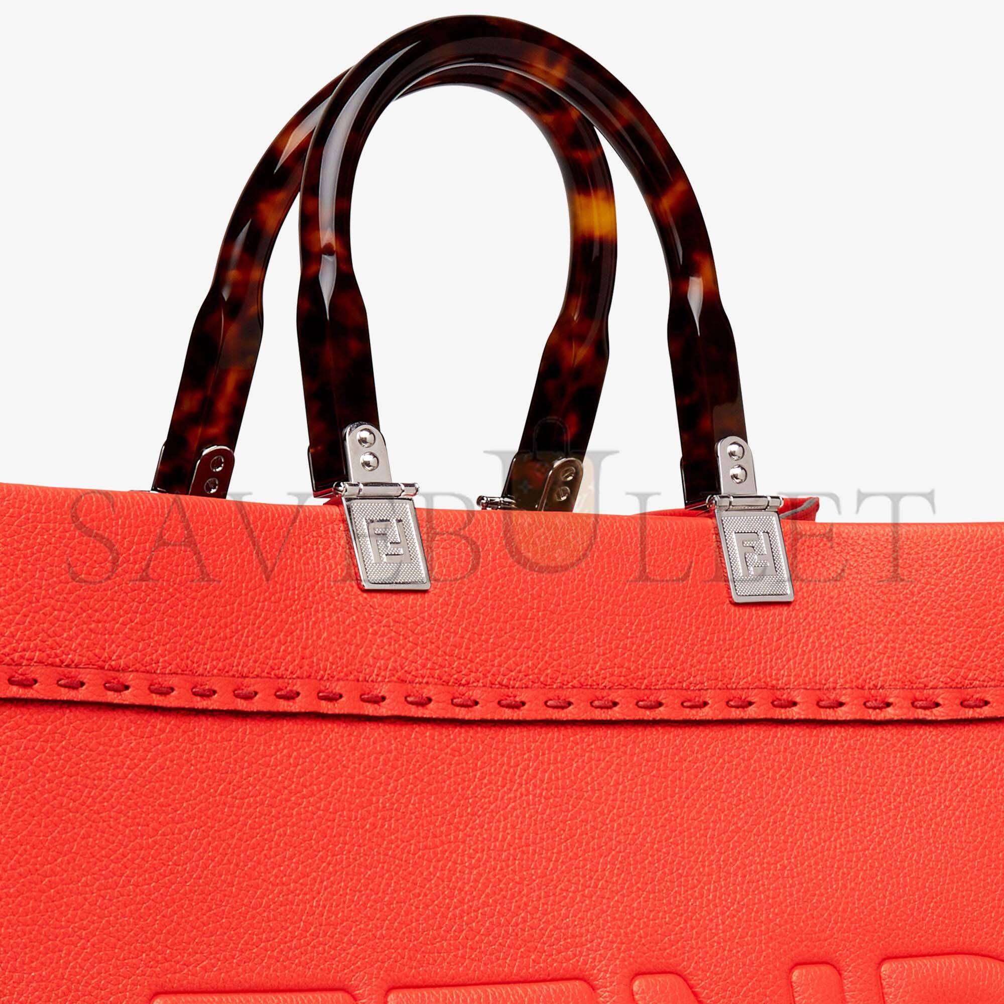 FENDI SUNSHINE MEDIUM - RED FULL GRAIN LEATHER SHOPPER 8BH386ALFYF0H46 (35*31*17cm)