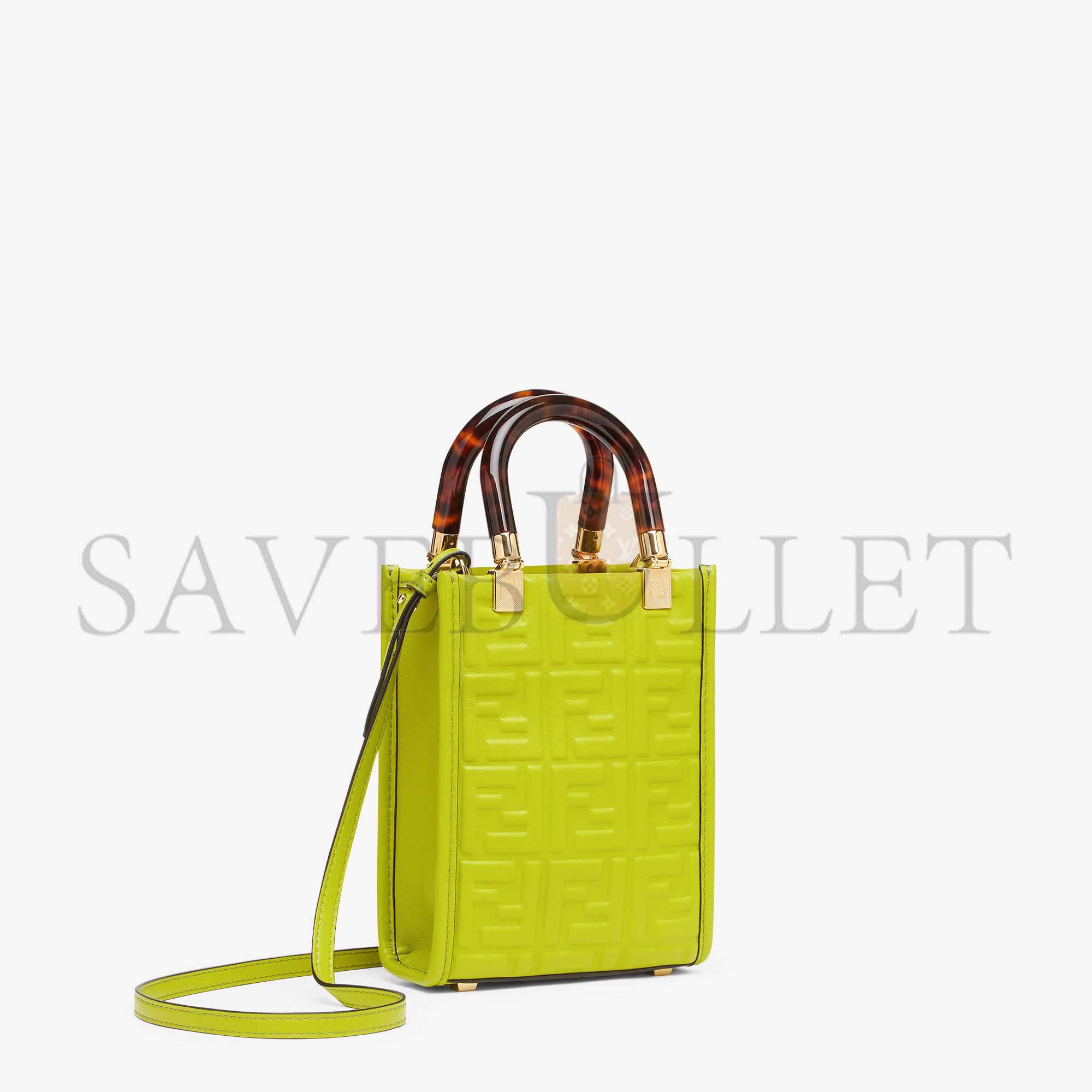 FENDI MINI SUNSHINE SHOPPER - ACID GREEN LEATHER MINI-BAG 8BS051AMCIF1JCP (18*13*6.5cm)