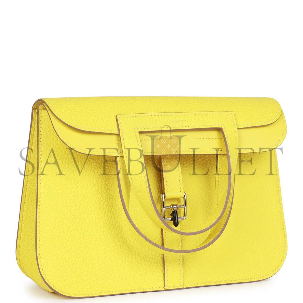 HERMES HALZAN 25 LIME CLEMENCE PALLADIUM HARDWARE (25cm)