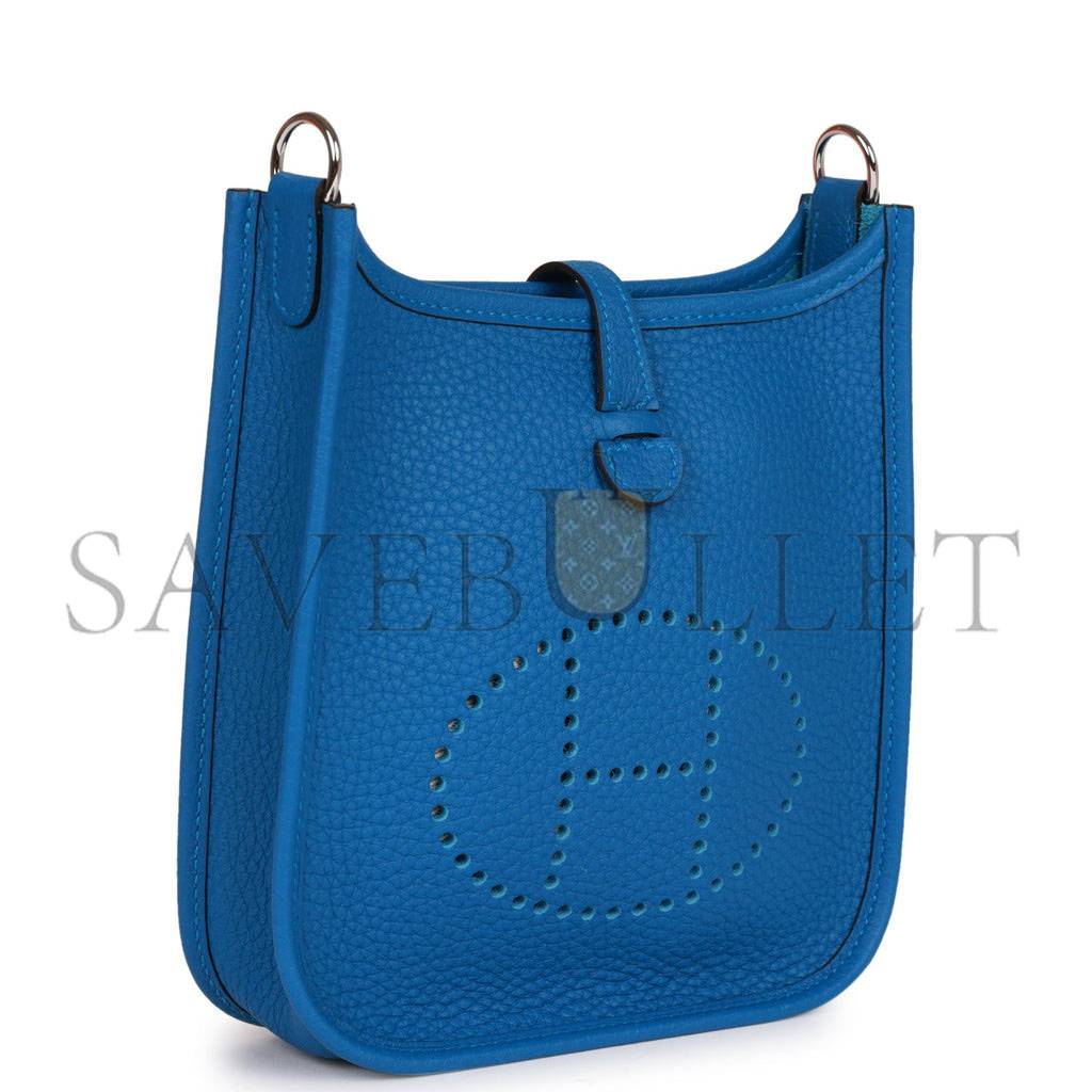 HERMES EVELYNE TPM BLEU MYKONOS CLEMENCE PALLADIUM HARDWARE (17cm)