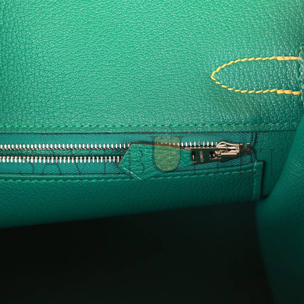 HERMES SPECIAL ORDER (HSS) BIRKIN 30 JAUNE D'OR AND MALACHITE EPSOM BRUSHED PALLADIUM HARDWARE( 30cm*22*16cm)