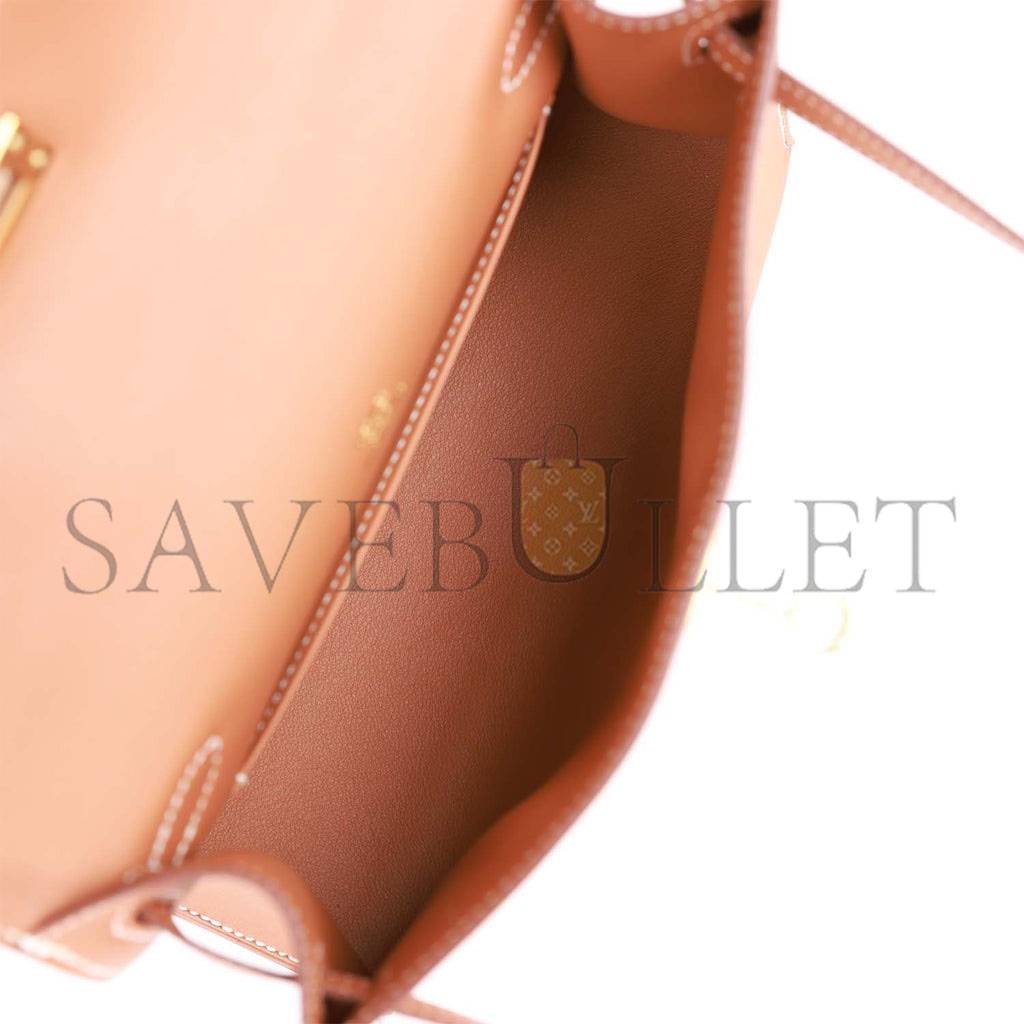 HERMES KELLY POCHETTE CHAI SWIFT PALLADIUM HARDWARE (22*12*13cm)