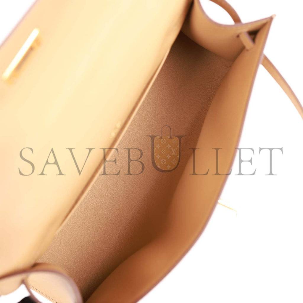 HERMES KELLY POCHETTE BISCUIT SWIFT GOLD HARDWARE  (22*12*13cm)