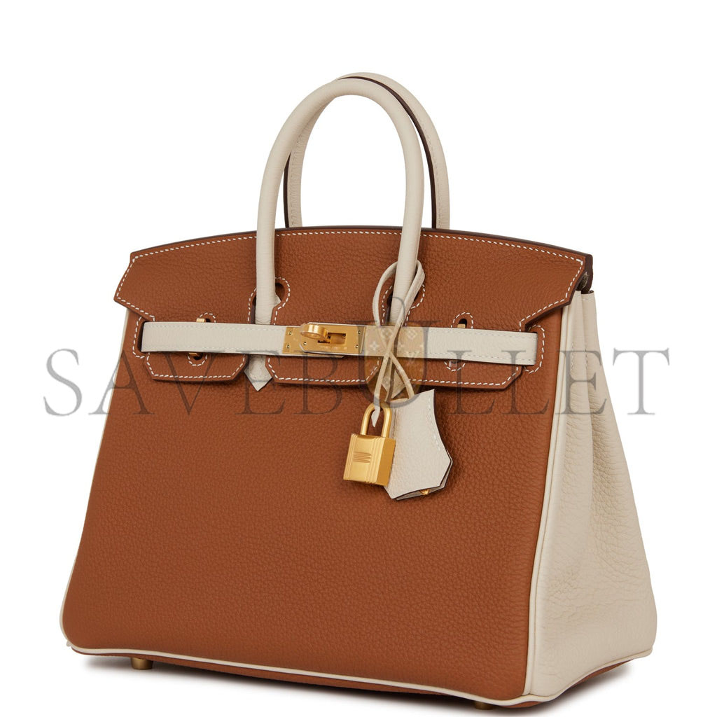 HERMES SPECIAL ORDER (HSS) BIRKIN 25 GOLD AND CRAIE TOGO BRUSHED GOLD HARDWARE HANDMADE (25cm)