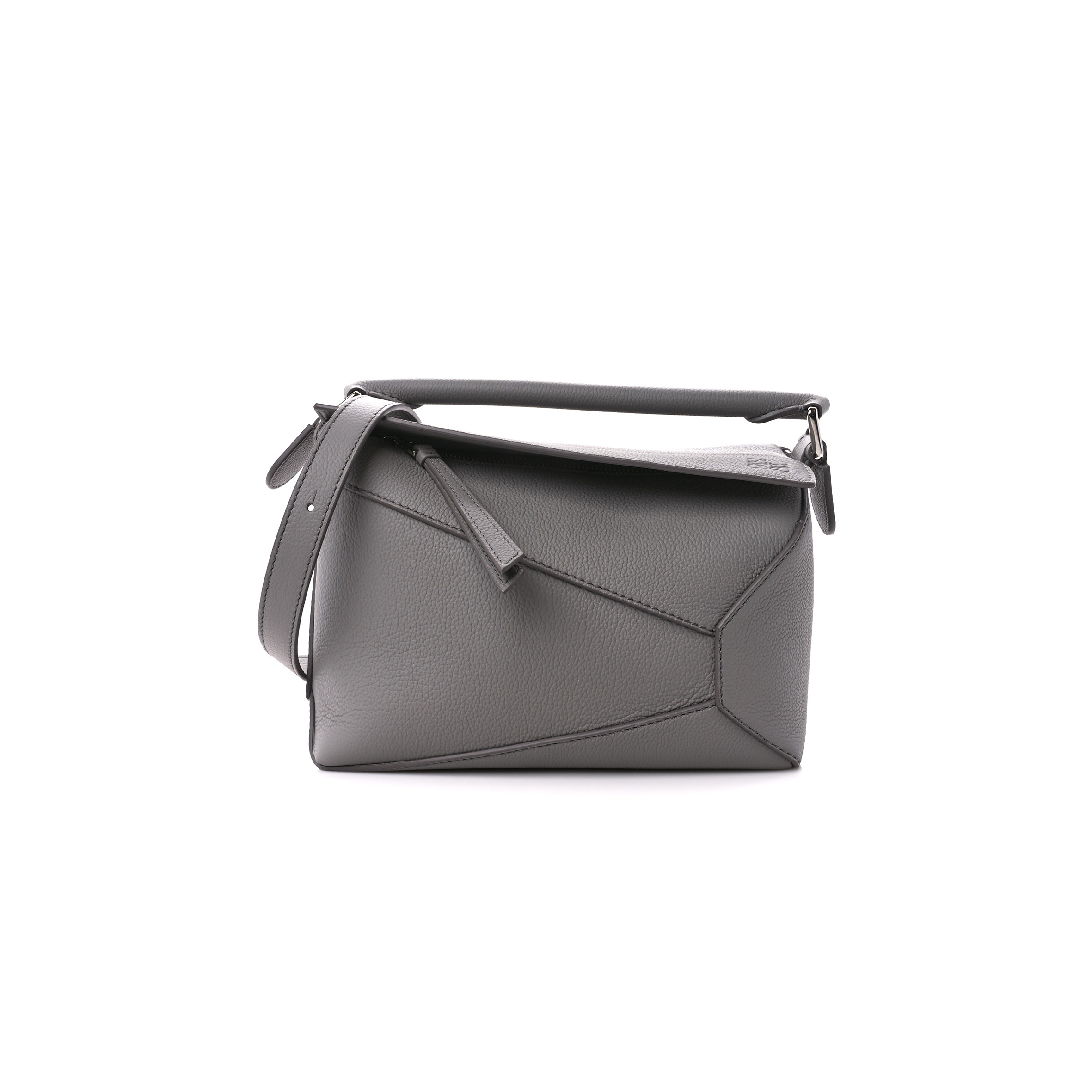 LOEWE SOFT GRAINED CALFSKIN SMALL PUZZLE EDGE BAG PEARL GREY (24*16.5*10.5cm)