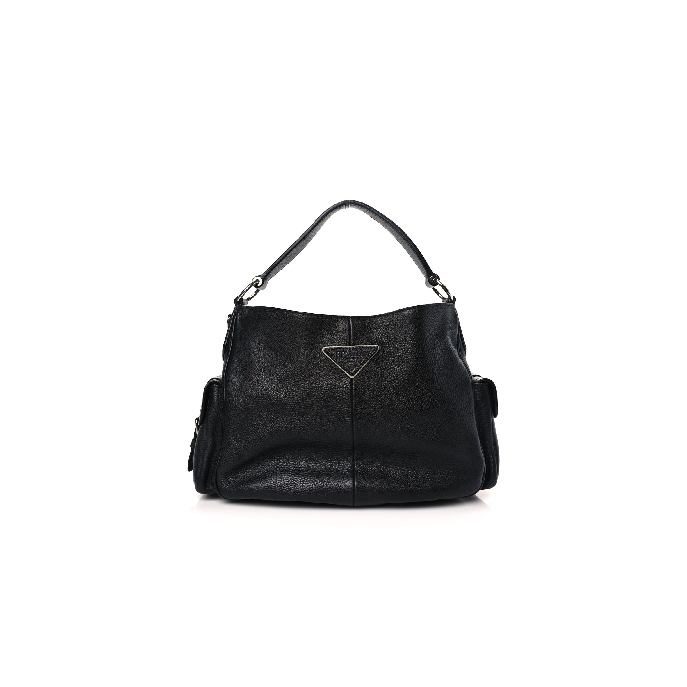 PRADA VITELLO DAINO SIDE POCKET TOTE BLACK (31*25*12cm)