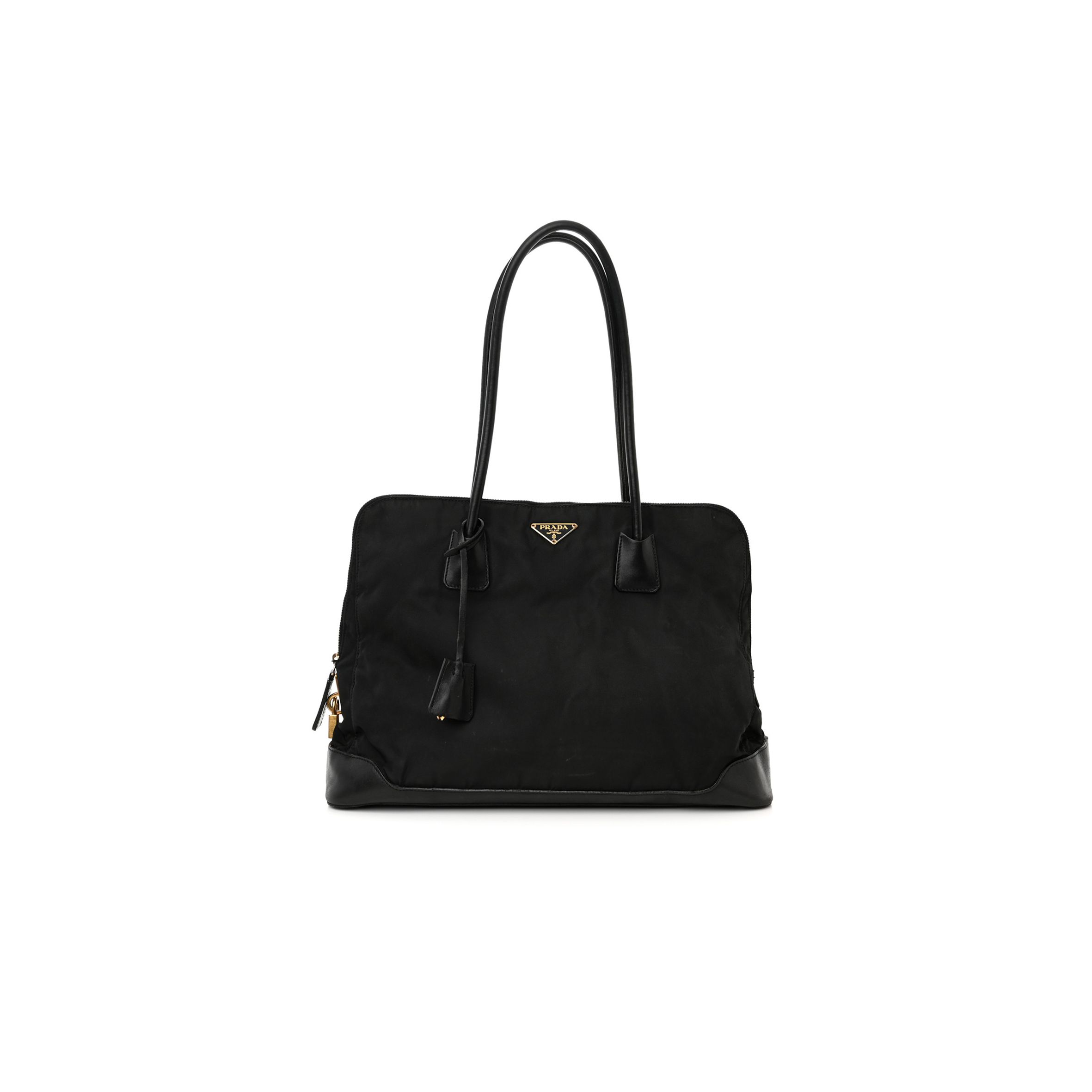 PRADA TESSUTO NYLON CALFSKIN TOTE BLACK (36*27*11cm)