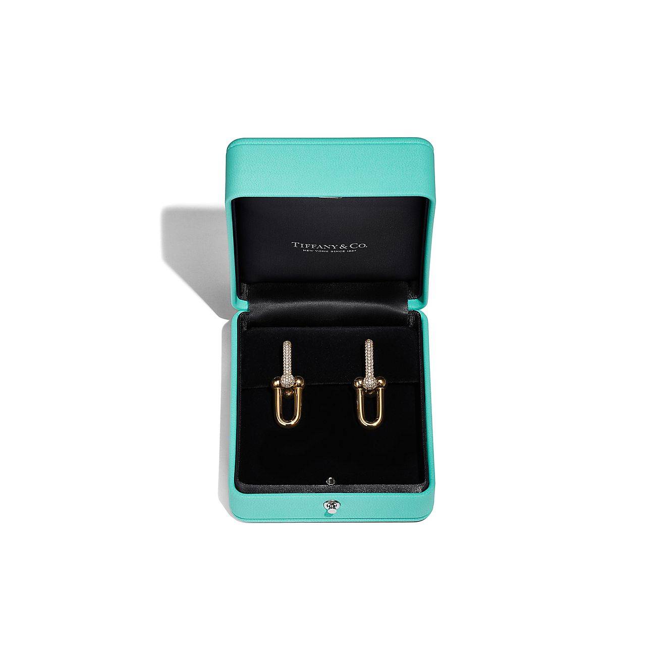 TIFFANY HARDWEAR LINK EARRINGS IN WHITE GOLD WITH PAVÉ DIAMONDS