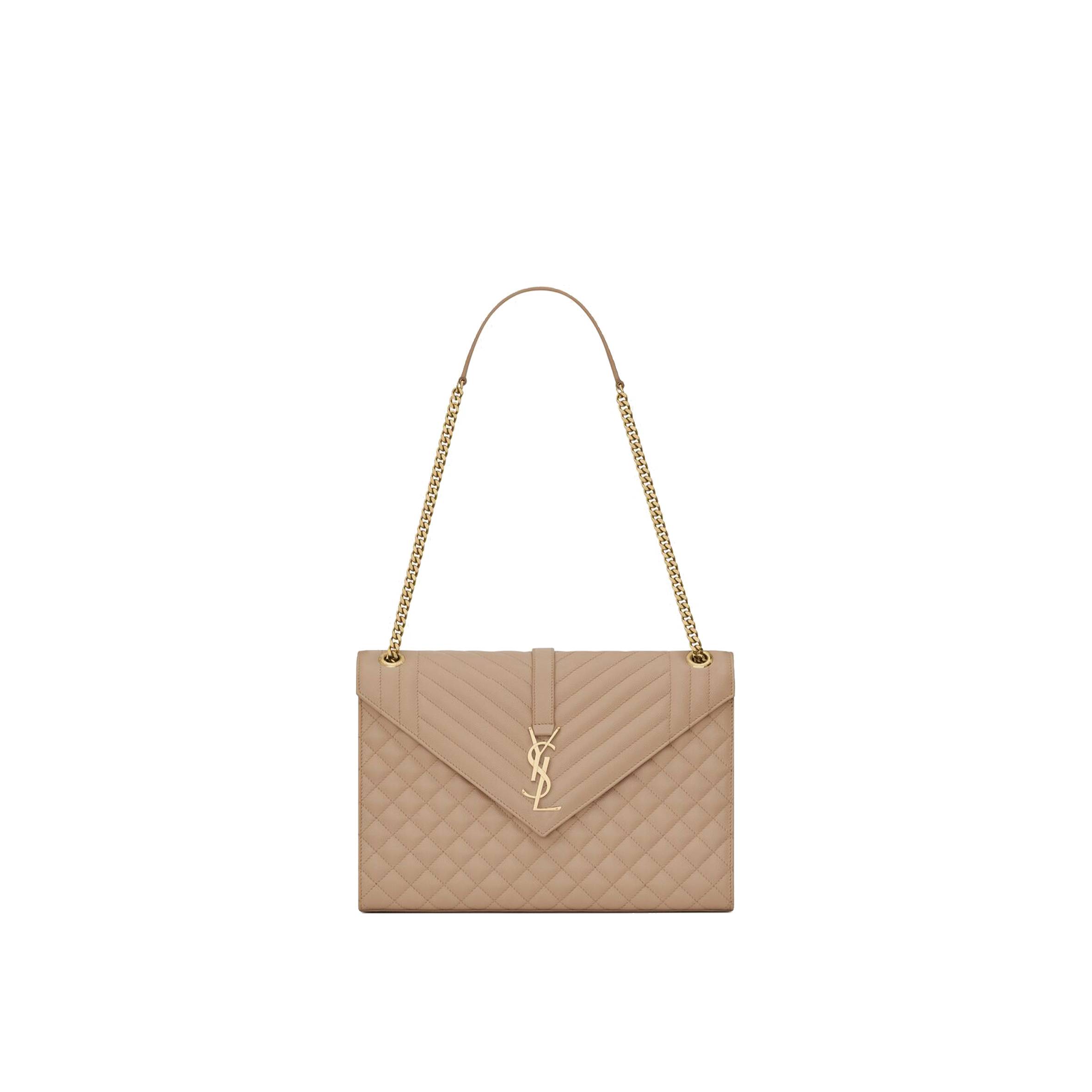 YSL ENVELOPE LARGE BAG IN MIX MATELASS&EACUTE; GRAIN DE POUDRE EMBOSSED LEATHER 600166BOW912721 (31*22*7.5cm)