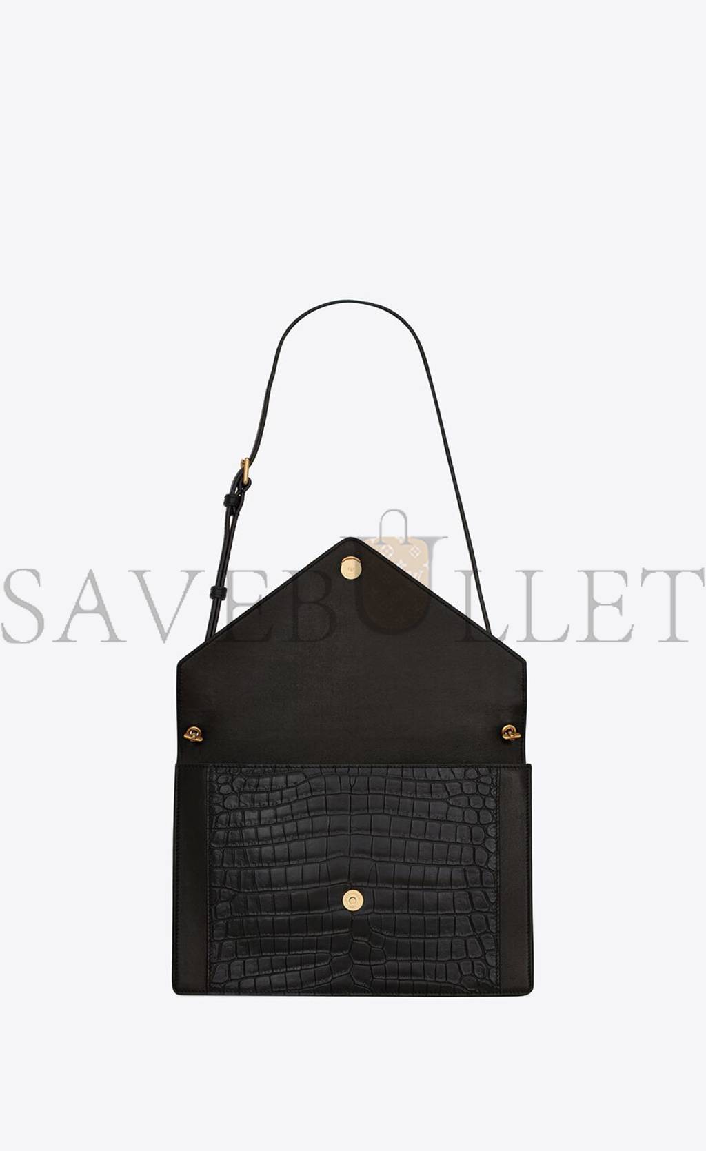 YSL GABY SATCHEL IN CROCODILE-EMBOSSED LACQUERED LEATHER AND LAMBSKIN 695724DZEUW1000 (26*18*5cm)