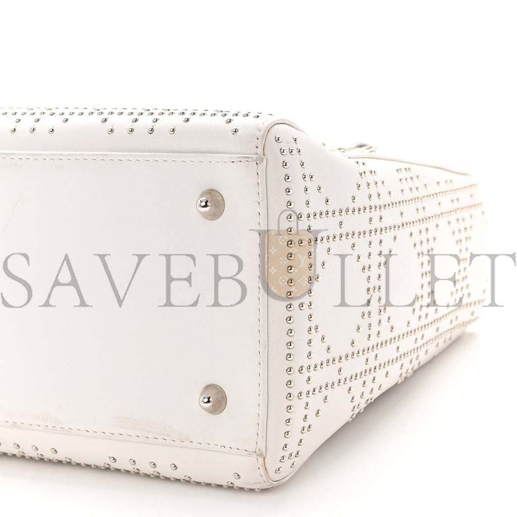 DIOR LAMBSKIN STUDDED CANNAGE MEDIUM LADY DIOR WHITE (24*20*11.4cm)