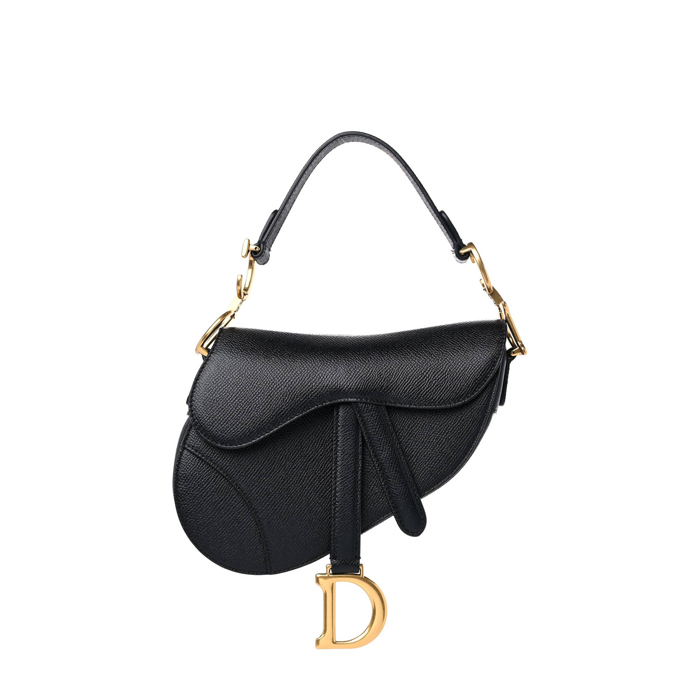 DIOR GRAINED CALFSKIN MINI SADDLE BAG BLACK (18*15*5.1cm)