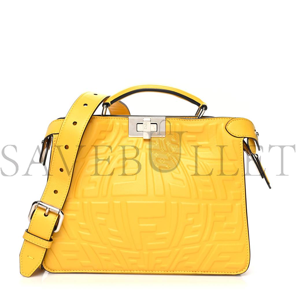 FENDI X SARAH COLEMAN NAPPA FF FISH EYE EMBOSSED MINI PEEKABOO I SEE U SATCHEL MIMOSA (25*20*10cm)