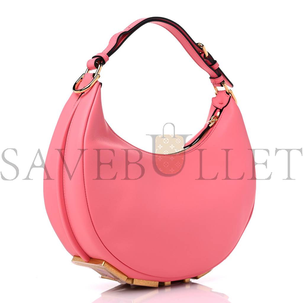 FENDI VITELLO GRACE MATTE SMALL FENDIGRAPHY HOBO BAG PINK DALIA (22*17*9cm)